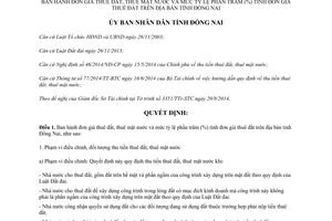 Quyết định 39/2014/QĐ-UBND đơn giá thuê đất thuê mặt nước mức tỷ lệ phần trăm Đồng Nai