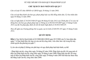 Quyết định 134/QĐ-UBND năm 2014 bãi bỏ Quyết định 03/2008/QĐ-UBND quận 7 Thành phố Hồ Chí Minh
