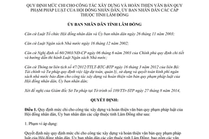 Quyết định 36/2014/QĐ-UBND chi xây dựng hoàn thiện văn bản pháp luật Lâm Đồng