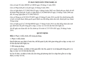 Quyết định 61/2014/QĐ-UBND quản lý phí thời gian trông giữ xe đạp xe máy ô tô Nghệ An