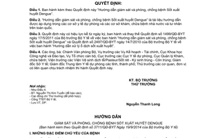 Quyết định 3711/QĐ-BYT 2014 hướng dẫn giám sát phòng chống bệnh Sốt xuất huyết Dengue