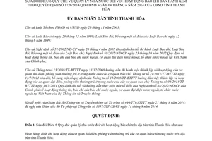 Quyết định 3061/2014/QĐ-UBND sửa đổi Điều 6 quản lý báo chí Quyết định 1726/2014/QĐ-UBND Thanh Hóa