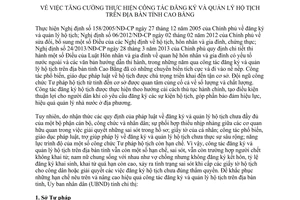 Chỉ thị 15/2014/CT-UBND tăng cường công tác đăng ký quản lý hộ tịch Cao Bằng