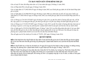 Quyết định 41/2014/QĐ-UBND mức phí bán đấu giá tài sản Nhà nước vi phạm hành chính Bình Thuận