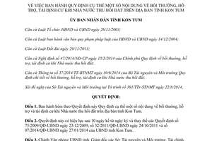 Quyết định 53/2014/QĐ-UBND bồi thường hỗ trợ tái định cư khi Nhà nước thu hồi đất Kon Tum
