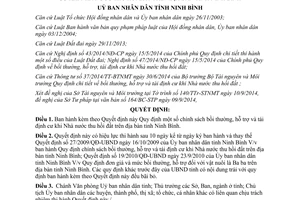 Quyết định 26/2014/QĐ-UBND chính sách bồi thường hỗ trợ tái định cư Nhà nước thu hồi đất Ninh Bình