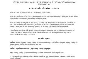 Quyết định 41/2014/QĐ-UBND thành lập quản lý sử dụng Quỹ Phòng chống tội phạm Long An