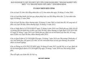 Quyết định 26/2014/QĐ-UBND tôn vinh danh hiệu Doanh nghiệp tiêu biểu Doanh nhân tiêu biểu tỉnh Bình Định