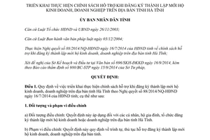 Quyết định 63/2014/QĐ-UBND hỗ trợ đăng ký thành lập mới hộ kinh doanh doanh nghiệp