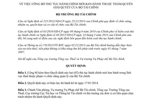 Quyết định 2438/QĐ-BTC năm 2014 công bố thủ tục hành chính mới Bộ Tài chính