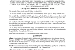 Quyết định 714/QĐ-UBCK 2014 hướng dẫn 67/2014/TT-BTC thu nộp quản lý sử dụng phí lệ phí chứng khoán