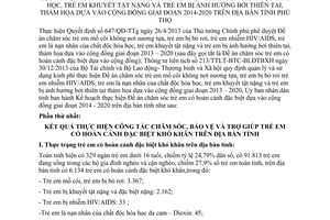 Kế hoạch 4065/KH-UBND năm 2104 chăm sóc trẻ em mồ côi bỏ rơi nhiễm HIV 2014 2020  Phú Thọ