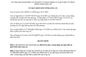 Quyết định 44/2014/QĐ-UBND Điều lệ tổ chức hoạt động Quỹ Đầu tư phát triển Long An