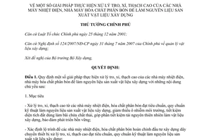 Quyết định 1696/QĐ-TTg năm 2014 xử lý tro xỉ thạch cao làm nguyên liệu sản xuất vật liệu xây dựng