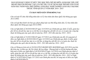 Quyết định 40/2014/QĐ-UBND mức thu học phí chế độ miễn giảm học phí mầm non phổ thông Đồng Nai 2014 2015