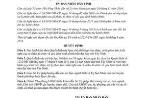 Quyết định 55/2014/QĐ-UBND tiếp nhận xử lý phản ánh kiến nghị cá nhân tổ chức Tây Ninh