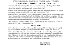 Quyết định 2025/QĐ-UBND 2014 quảng bá thương hiệu sản phẩm đặc sản Bà Rịa Vũng Tàu 2014 2020