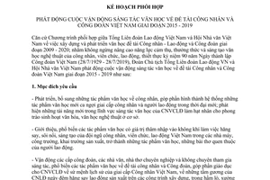 Kế hoạch 56/KH-TLĐLĐVN-HNVVN 2014 vận động sáng tác văn học đề tài Công nhân 2015-2019
