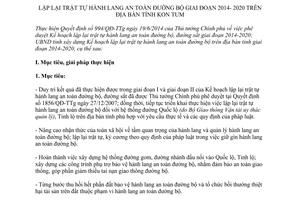 Kế hoạch 2412/KH-UBND 2014 lập lại trật tự hành lang an toàn đường bộ Kon Tum