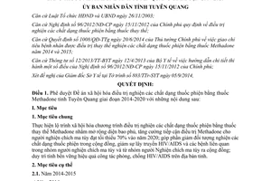 Quyết định 380/QĐ-UBND năm 2014 xã hội hóa điều trị nghiện chất dạng thuốc phiện bằng Methadone Tuyên Quang