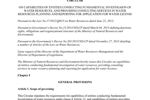 Circular 56/2014/TT-BTNMT capabilities entities conducting fundamental investigaion water resources