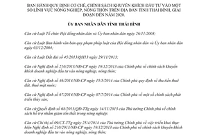 Quyết định 16/2014/QĐ-UBND chính sách khuyến khích đầu tư nông nghiệp nông thôn Thái Bình năm 2020