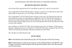 Quyết định 8513/QĐ-BCT năm 2014 Quy chế Tiếp công dân Bộ Công thương