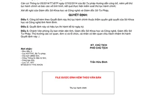 Quyết định 495/QĐ-UBND năm 2014 thủ tục hành chính thuộc thẩm quyền Sở Khoa học và Công nghệ Ninh Bình