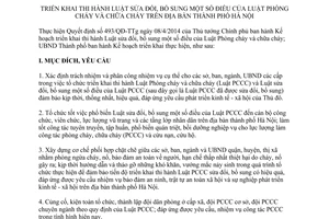 Kế hoạch 170/KH-UBND năm 2014 triển khai thi hành Luật Phòng cháy chữa cháy sửa đổi Hà Nội