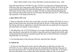 Kế hoạch 57/KH-TLĐ 2014 Chiến lược tăng trưởng xanh 2014 2020