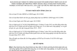 Quyết định 38/2014/QĐ-UBND khuyến khích phát triển sản xuất nông nghiệp trang trại Lào Cai