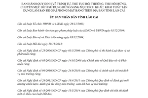 Quyết định 39/2014/QĐ-UBND thủ tục bồi thường thu hồi rừng chuyển sang mục đích khác Lào Cai