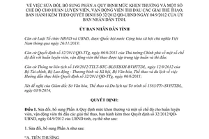 Quyết định 32/2014/QĐ-UBND sửa đổi khen thưởng huấn luyện viên vận động viên thi đấu thể thao Đắk Lắk