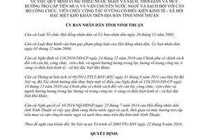 Quyết định 73/2014/QĐ-UBND vùng thiếu nước ngọt sạch cán bộ công viên chức vùng đặc biệt khó khăn Ninh Thuận