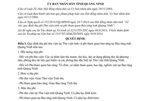 Quyết định 2096/2014/QĐ-UBND thu phí thư viện phí tham quan bảo tàng Quảng Ninh