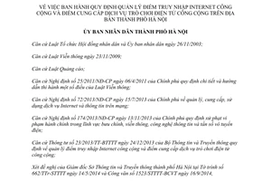 Quyết định 73/2014/QĐ-UBND quản lý điểm truy nhập Internet dịch vụ trò chơi điện tử công cộng Hà Nội