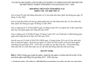 Nghị quyết 126/2014/NQ-HĐND chuẩn hộ nghèo cận nghèo chính sách hỗ trợ hộ mới thoát nghèo Đồng Nai 2015 2020