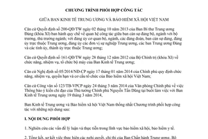 Chương trình 3577/CTPH-BKTTW-BHXH năm 2014 phối hợp ban Kinh tế Trung ương Bảo hiểm xã hội Việt Nam