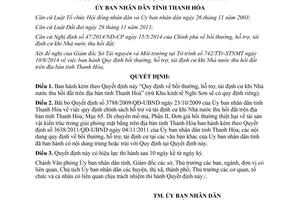 Quyết định 3162/2014/QĐ-UBND bồi thường hỗ trợ tái định cư khi Nhà nước thu hồi đất Thanh Hoá