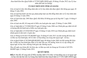 Quyết định 34/2014/QĐ-UBND sửa đổi 37/2012/QĐ-UBND tổ chức hoạt động cơ sở ngoại ngữ tin học An Giang