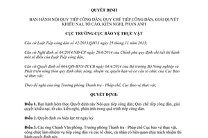 Quyết định 1800/QĐ-BVTV 2014 Nội quy Quy chế tiếp công dân giải quyết khiếu nại tố cáo