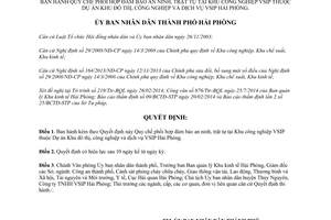 Quyết định 2055/2014/QĐ-UBND đảm bảo an ninh trật tự tại Khu công nghiệp VSIP Hải Phòng