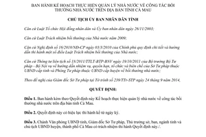 Quyết định 1482/QĐ-UBND 2014 Kế hoạch quản lý nhà nước bồi thường Cà Mau