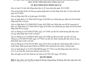 Quyết định 55/2014/QĐ-UBND thu Phí sử dụng hè đường lòng đường lề đường bến bãi mặt nước Lào Cai