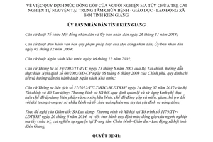 Quyết định 31/2014/QĐ-UBND mức đóng góp người nghiện ma túy cai nghiện tự nguyện Trung tâm Kiên Giang