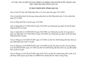 Quyết định 46/2014/QĐ-UBND thu Lệ phí cấp giấy phép cho người nước ngoài làm việc Lào Cai