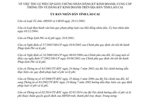 Quyết định 42/2014/QĐ-UBND thu lệ phí cấp giấy chứng nhận đăng ký kinh doanh Lào Cai