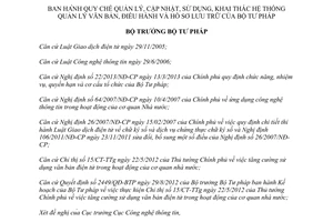 Quyết định 2217/QĐ-BTP 2014 cập nhật sử dụng Hệ thống Quản lý văn bản Hồ sơ lưu trữ