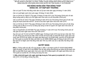 Nghị quyết 15/2014/NQ-HĐND phân bổ kế hoạch vốn đầu tư thuộc ngân sách nhà nước 2014 Đồng Tháp