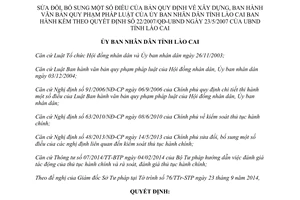 Quyết định 40/2014/QĐ-UBND sửa đổi xây dựng ban hành văn bản quy phạm Lào Cai 22/2007/QĐ-UBND